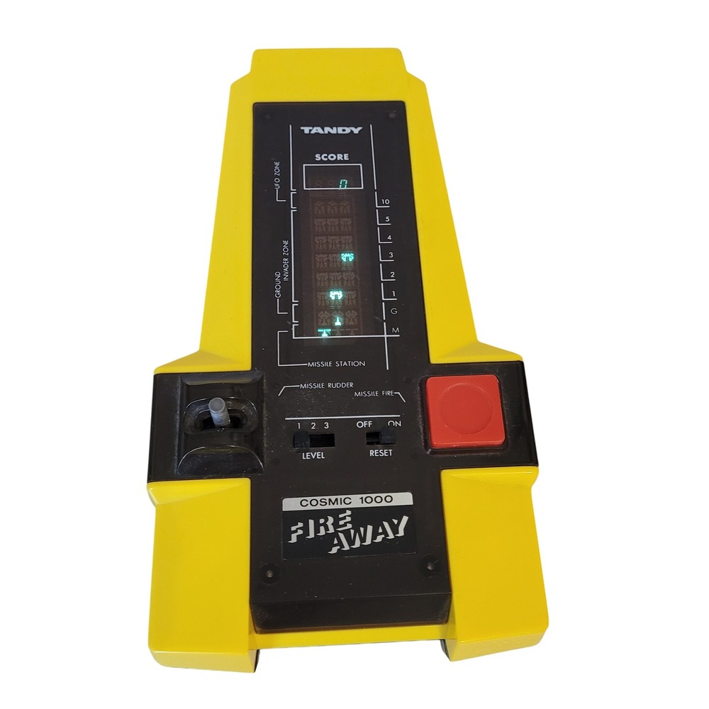 Tandy Cosmic 1000 Fire Away Handheld Electronic Game Vintage 80s Yellow 60-2165